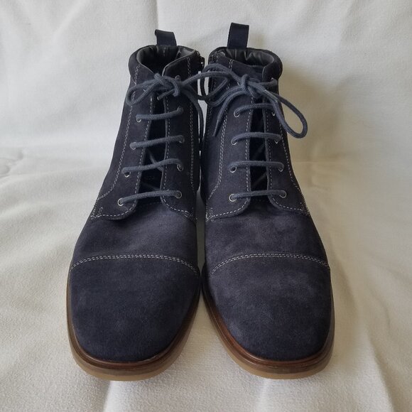 Steve Madden Rollins Mens Cap Toe Boots 11D Navy Suede Lace Up / Zip main image 8